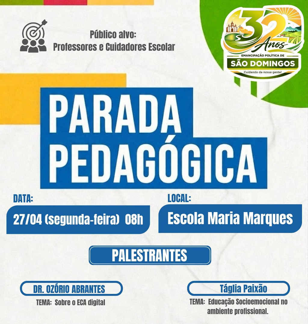 São Domingos promove Parada Pedagógica voltada à formação de professores e cuidadores escolares